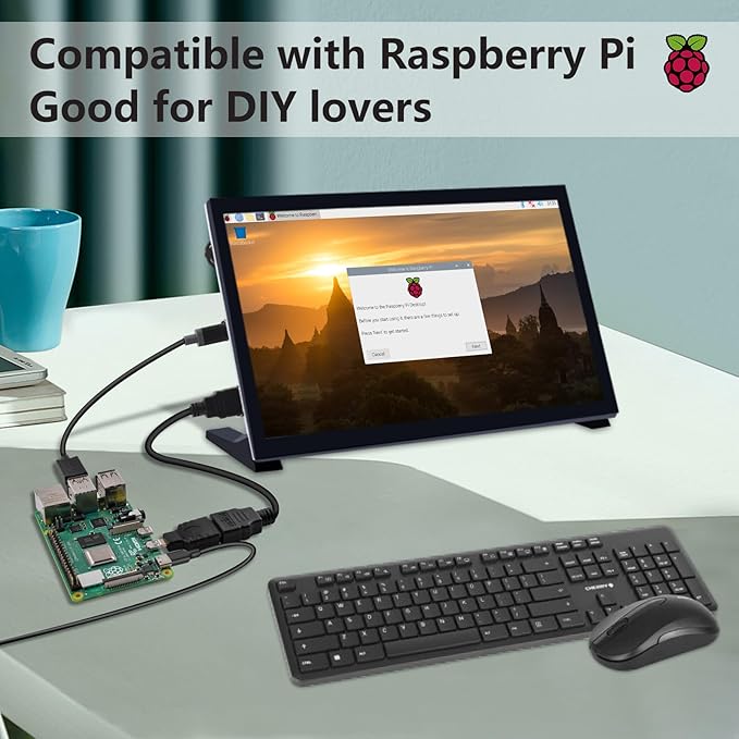 GeeekPi 10.1 Inch LCD Screen for Raspberry Pi 1024x600 IPS LCD Display HDMI Portable Monitor for Raspberry Pi 5/Pi 4B/3B+/3B/B+/Zero/400 Win11/10/8/7 Free Driver (Non-Touch)