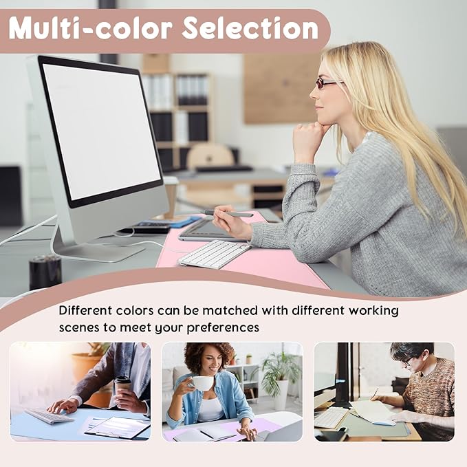 Konohan Heated Desk Pad Warm Mouse Pad 5 Heating Level &amp 4 Hour Auto Shut-Off PU Leather Warm Mouse Mat Heating Keyboard Gaming Mice Warmer Mat Only Supports 110v(Khaki Color23.6x 14.2)