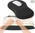 2-in-1 Ergonomic Set Wave Rise Keyboard Wrist Rest and Massage Bulge Slope Mouse Pad Wrist Support Cushion Memory Foam Integrated to Relieve Wrist Pain Black
