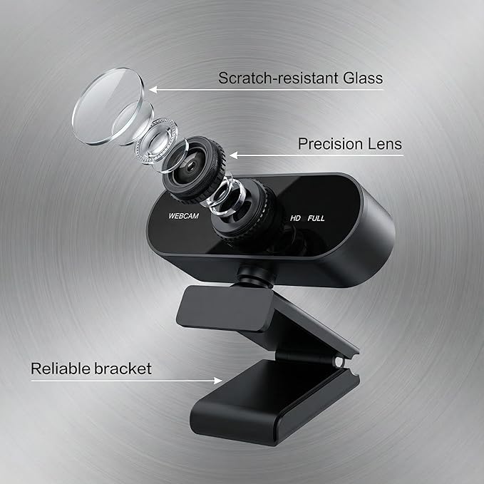 4k P Automatic focus HD Webcam with Microphone Noise Cancellation Privacy Cover Wide-Angle Lens Auto Light Correction Plug &amp Play USB Webcam for Laptop Desktop PC Mac Zoom Skype Streami