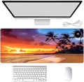 Heated Mouse Pad Hand Warmer Warm Desk Pad Mousepad Desk Mat with 3 Levels Heating and Auto Shut Down 31.5 x 13 inch PU Leather Warmer Keyboard Mat for Gaming Laptop Office Home Sunset Beach