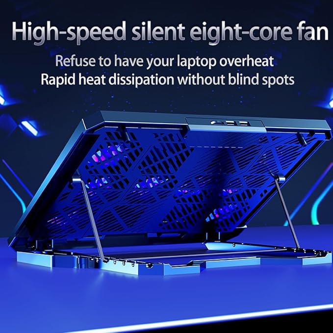 Laptop Cooling pad for Asus Vivo AiO V272 Gaming laptops Laptop Cooler with 8 Fan Adjustable Speed 5-Level Height Adjustment Mute Silent2 USB-A PortBuilt-in Phone Stand