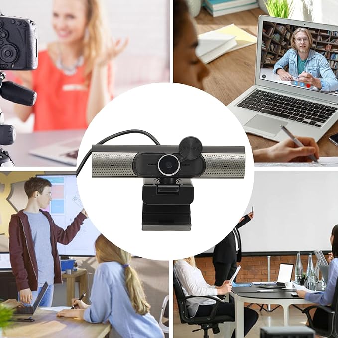 Webcam PC Webcam with Dual Noise Reduction Microphone 2K 30 Frame Auto Focus FHD USB Computer Web Camera with Lens Cover for Video Conference Studying Live Streaming