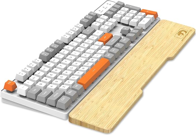 Bamboo Wrist Rest for Computer Keyboard Ergonomic Mechanical Keyboard Wrist Pad Hard Wrist Rest for Easy Typing Pain Relief Anti-Slip Keyboard Rest for Laptop/PC Gaming/Mac (Full Size)