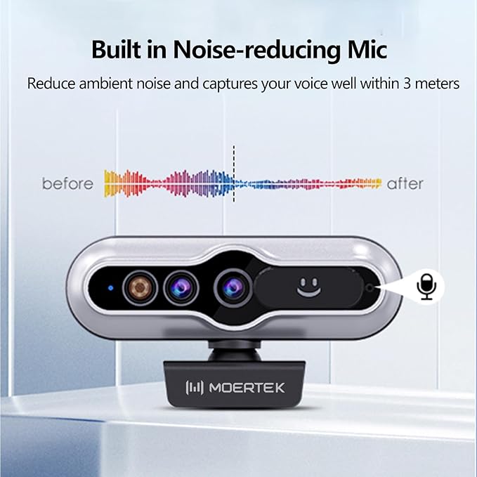 2K HD Webcam with Infrared Windows Hello Facial Recognition Computer Camera Privacy Cover Noise Canceling Microphones Laptop Webcam For Video Conferencing Live Streaming Online Learning