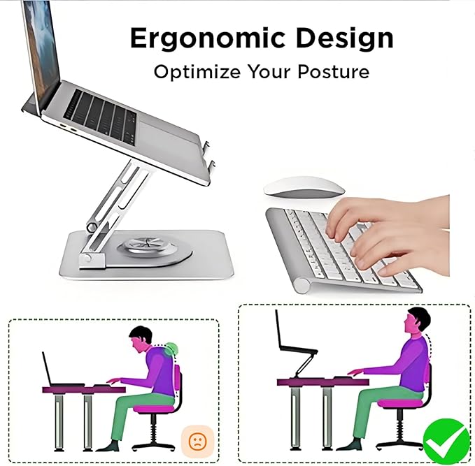 Laptop Pad 360 Rotating Laptop Stand 2 Adjustable Angle and 0-13 inches Tall Adjustable Cooling Pad Fits 10-17.3 laptops Pads