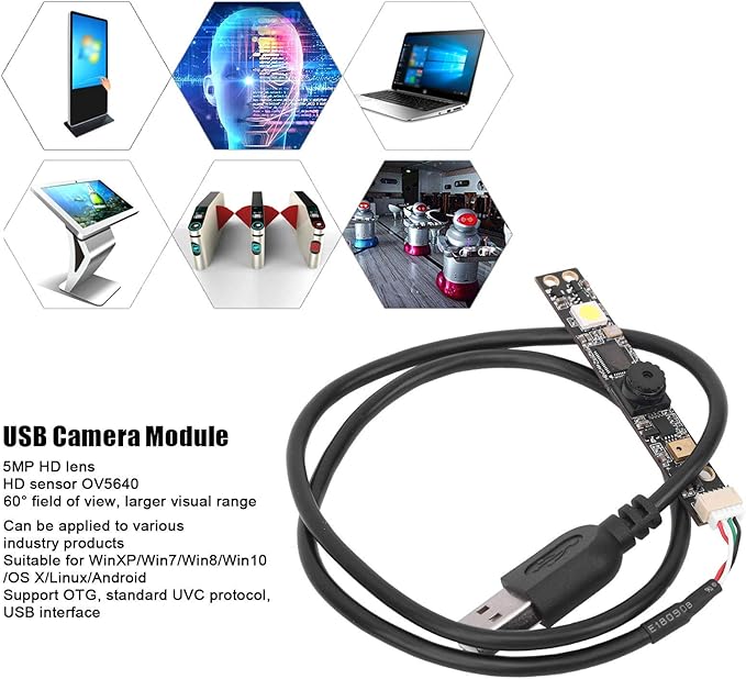 USB Camera Module 5MP HD Webcam with 60 degrees Field of View for XP 10Plug and Play