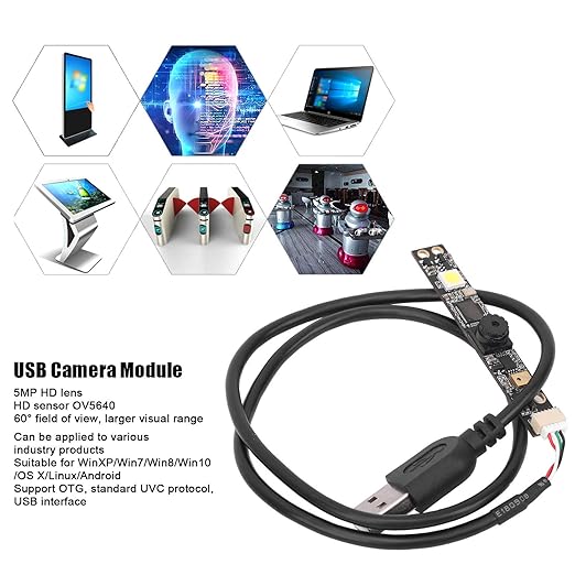 5MP Camera Module High Definition Lens Clearer Images Support OTG Plug and Play Standard UVC Protocol