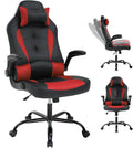 PC Gaming Chair - Ergonomic PC Office Chair w/Adjustable Lumbar Support &amp Headrest High Back PU Leather Computer Desk Chair for Adults (350lbs Capacity) (Red)