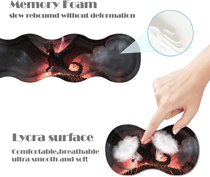 Ergonomic Keyboard Wrist Rest &amp Mouse Pad Wrist Rest SetXL Gaming Desk Mat 31.5x 11.8Non-Slip BaseMemory FoamEasy Typing Pain Relief for Office &amp HomeDark Dragon Pink Lightning