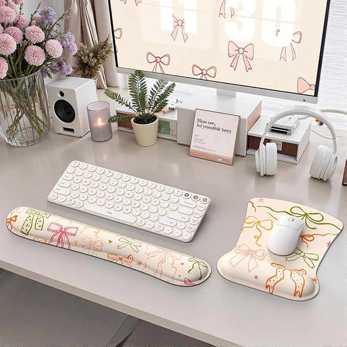 iCasso Ergonomic Mouse Pad Keyboard Wrist Rest Memory Foam Mousepad with Wrist Support XXL Desk Mat Desk Pad