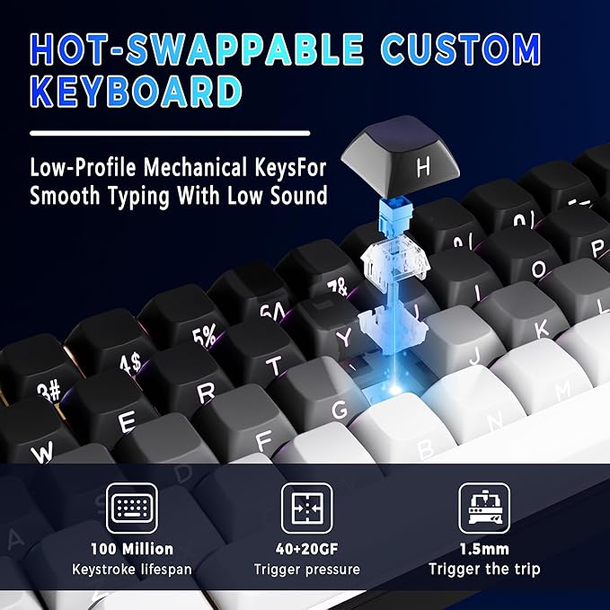 Mechanical Gaming Keyboard 65% Wired Magnetic Switch Hot Swappable RGB Backlit 68-Key Compact Mini Keyboard with Blue Switch Detachable USB-C Cable for PC Mac Gamer