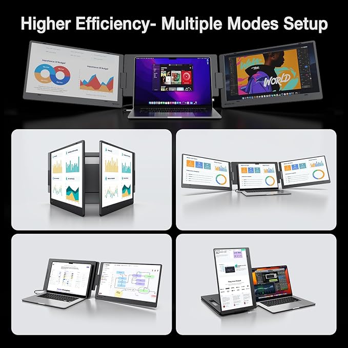 KYY 15.6 Laptop Screen Extender 1080P FHD IPS Portable Monitor One Cable USB-C Triple Monitor Dual Travel Screen for 12-17'' Laptops 360° Rotation &amp KickstandX90D (Driver Need)