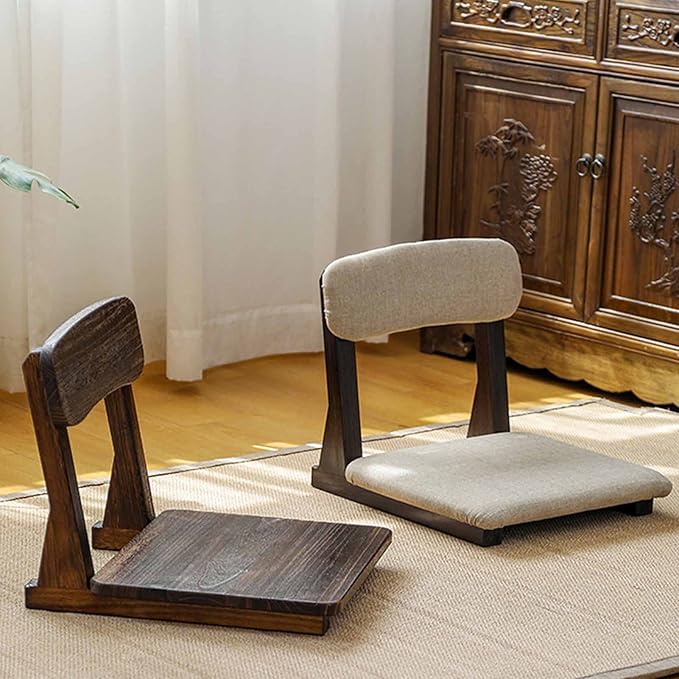 BTZHY Floor Chair Japanese-Style Floor Chair Solid Wood backrest Chair Tatami seat Lazy Sofa Japanese Small Wooden Floor Chair for Playing Reading and Watching TV