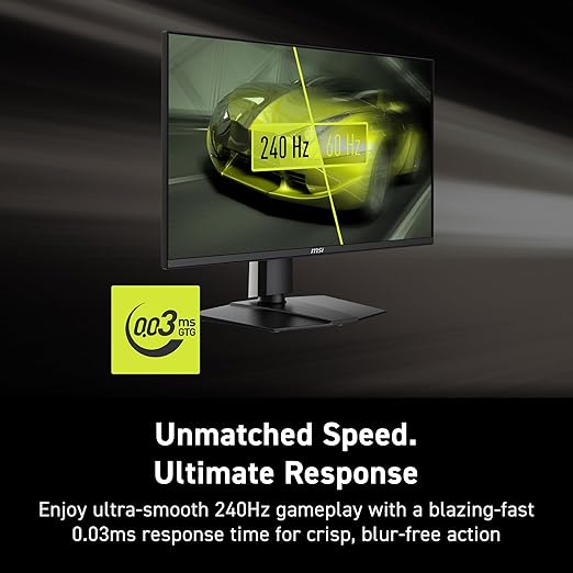 msi MAG 272QP QD-OLED X24 27-inch 2560 x 1440 (QHD) Gaming Monitor 240Hz Adaptive-Sync HDMI DisplayPort VESA Mountable Tilt Height Adjustable Speaker 0.03ms Black