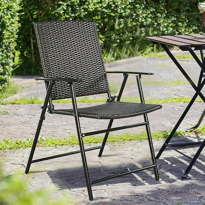 Office Chair Gaming Chair Computer Chair 4 Piece Brown Folding Chair Furniture Outdoor Indoor Camping Garden Pool