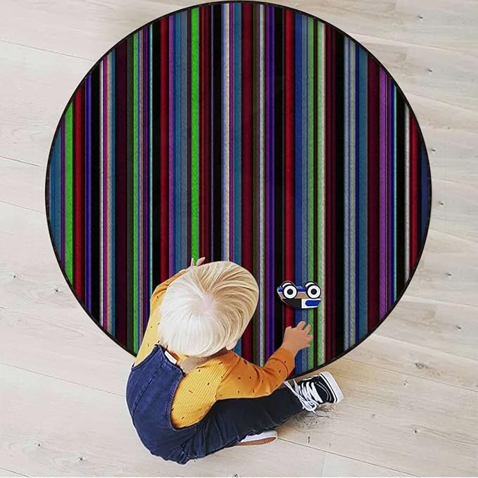 Abstract Round Chair CushionFloor mat thickest Chair Cushion Hardwood Floor Protection mat for Office and Home Computer Chairs Vertical Pattern Modern Colored StripesMulticolor Diameter 35.5 in