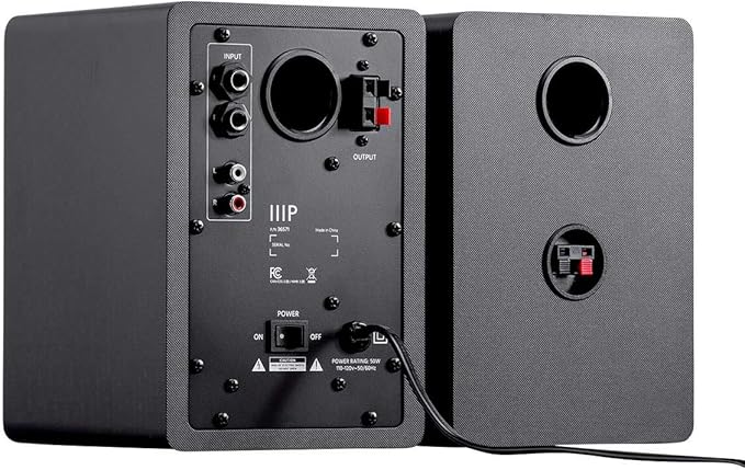 Monoprice DT-3 50-Watt Multimedia Desktop Powered Speakers Perfect Complement to any Home Office Gaming or Entertainment Setupblack
