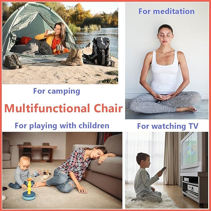 Floor Chair with Throw Pillow Foldable Lazy Sofa Chair Rest Nap Game Floor Chair with Foldable Adjustable Back Support 6 Angles Foldable Gaming Chair Japanese Meditation ChairBlack