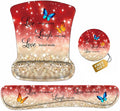 Keyboard Wrist Rest and Mouse Pad Wrist Support Set with Coasters Non-Slip PU Base Ergonomic Mousepad for Computer Laptop Home Office Easy Typing &amp Pain Relief Red Glitter Quote Live Laugh Love