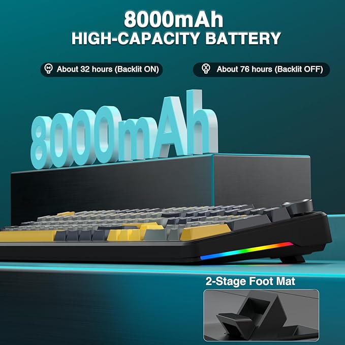AULA F108 PRO - Wireless Mechanical Keyboard with Screen&ampKnobHot Swappable Gaming Keyboard with 8000mAh BatteryPre-lubed SwitchesRGB BacklitPBT Keycaps Creamy Sounding Computer Keyboards104 K