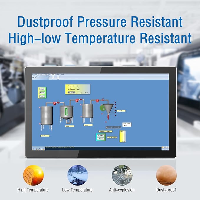 GreenTouch 15.6 Inch High Resolution Embedded Touch Screen Industrial Monitor Front IP65 Panel Rugged Metal Case Display - 1920x1080