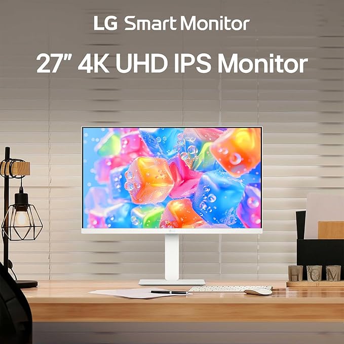 LG 27-Inch Smart Monitor 4K UHD (3840 x 2160) IPS Display HDR10 Built-in Speaker Screen Share Remote Control WebOS HDMI USB Type-C PD 65W AirPlay 2 Bluetooth Tilt/Height/Swivel/Pivot Stand