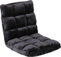 14-Position Adjustable Floor Gaming Chair Foldable Memory Foam Armless Sofa Seat Couch Recliner with Comfy Back Support for Working Meditation Reading Black