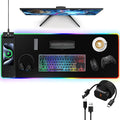 RGB Gaming Mouse Pad with Fast Wireless Charger LED Extended Desk Mat Home Office Large Desk Pad with Ultra-Smooth Surface Non-Slip Base Waterproof Keyboard Pad (Black)