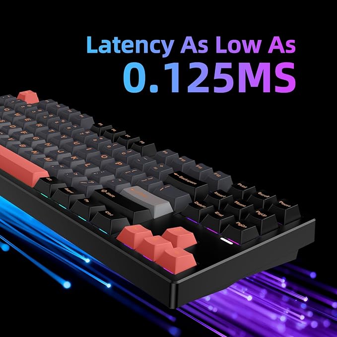 FE87 V2 Wired Mechanical Keyboard Dual 8KHZ Polling Rate Support SODC/Latency As 0.125MS/ARGBHot Swappable Gasket Sturcture Gaming Keyboard (Black/Green Phoenix Switch)
