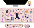 Pink Keyboard Mouse Pad Set Large Gaming Deskpad Rectangle +Keyboard Wrist Rest +Mouse Wrist Support +Coaster Ergonomic Memory Foam Mousepad Combo Witch Mirror