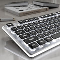 EWEADN GX710S Backlit Computer Keyboards Wired USB Keyboard with White Backlit Metal Panel Plug and Play Pudding Keycaps Full Size Quite Computer Keyboard for Win/PC/Laptop-Black