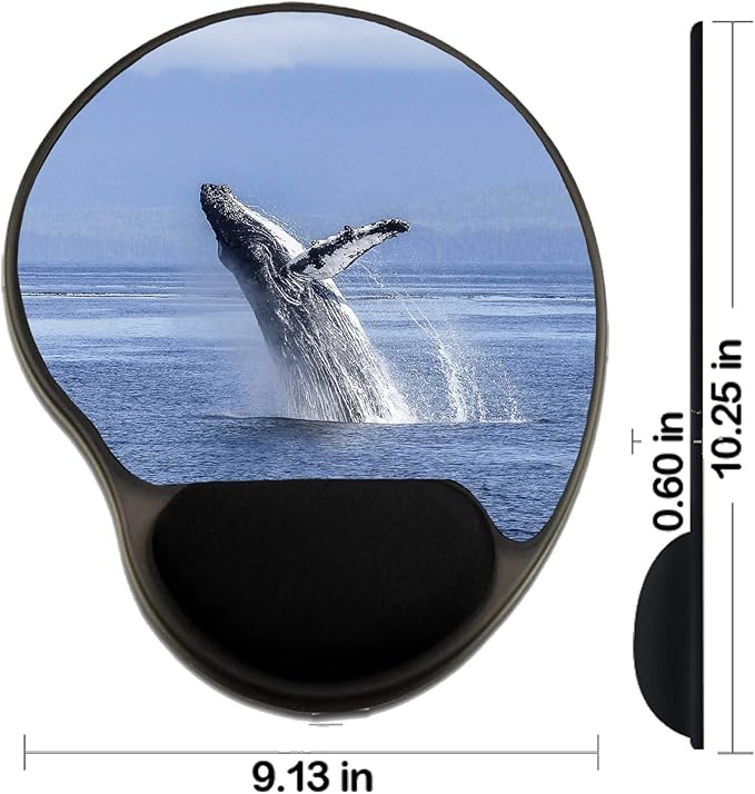 MSD Mousepad Wrist Rest Protected Mouse Pads/Mat with Wrist Support Design for Water Ocean Whale Sea Mammal Big Humpback Animal Tail Nature Blue Wildlife