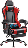 Furmax Gaming Chair Video Game Chair with Footrest and Massage Lumbar Support Swivel Seat Height Adjustable Computer Chair with Headrest Racing E-Sport Gamer Chair (Red)