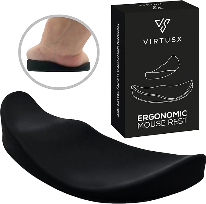 Virtusx Ergonomic Mouse Wrist Rest Gliding Palm Wrist Support Sliding Wrist Pad for Office Work Gaming Coding. Designed for Carpal Tunnel Syndrome and Pain Relief (Black)