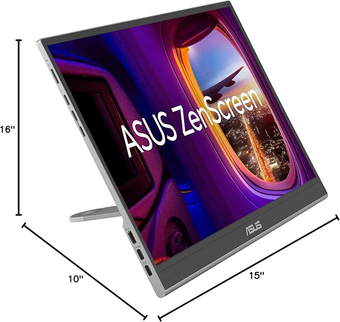 ASUS ZenScreen 16” OLED USB-C portable monitor (MQ16AHE) – Full HD 100% DCI-P3 1ms HDR-10 Mini HDMI Eye Care Proximity Sensor 360° kickstand Compatible with Laptops Smartphones 3 yr warranty