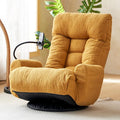 360-Degree Swivel Floor Chair with 5-Position Folding Design Adjustable Headrest Waist Support Armrests and Phone Holder for Living Room (Yeiiow+Teddy Fleece)