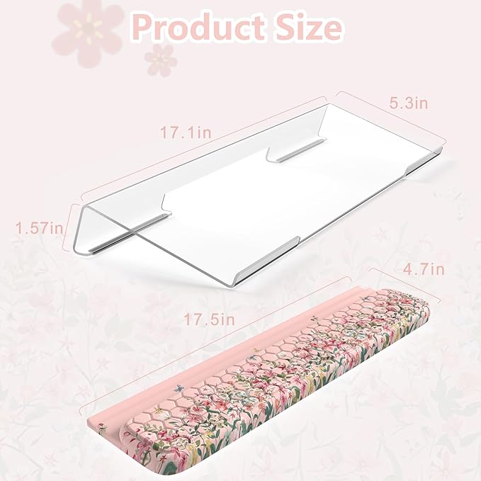 HAOCOO Ergonomic Keyboard Rest Wrist PadComfortable Keyboard Wrist Rest Holder 3-Level Height Adjustment Acrylic Keyboard Stand Easy Typing Desk Accessories Aesthetic Keyboard Riser for Desk