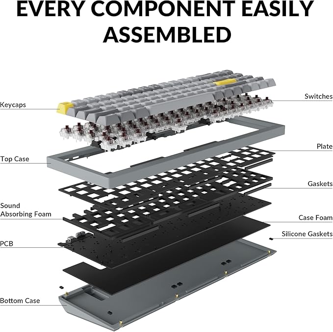 Keychron Q7 Wired Custom Mechanical Keyboard 70% Layout QMK/VIA Programmable Macro with Hot-swappable Gateron G Pro Brown Switch Double Gasket Compatible with Mac Windows Linux (Gray - New)