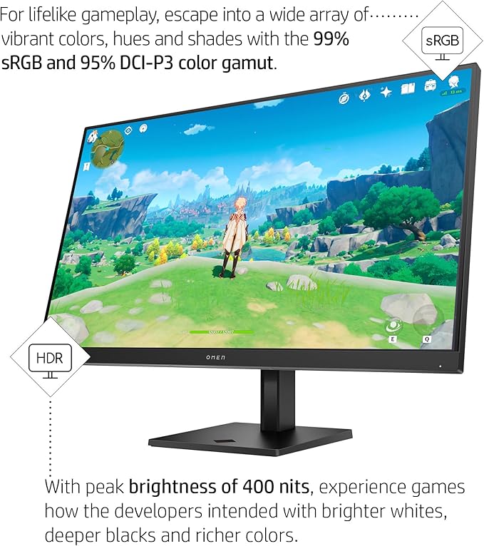 HP OMEN 32q QHD 165Hz Gaming Monitor QHD Display (2560 x 1440) IPS Panel 99% sRGB 95% DCI-P3 16:9 AMD FreeSync Premium Technology 32q (2023)