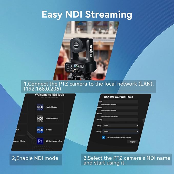 TONGVEO NDI PTZ Camera with AI Auto-Tracking: 20X Optical Zoom HDMI SDI USB PoE IP 1080P 60fps Video Camera for Live Streaming Conference Room Webcam for Church Worship OBS