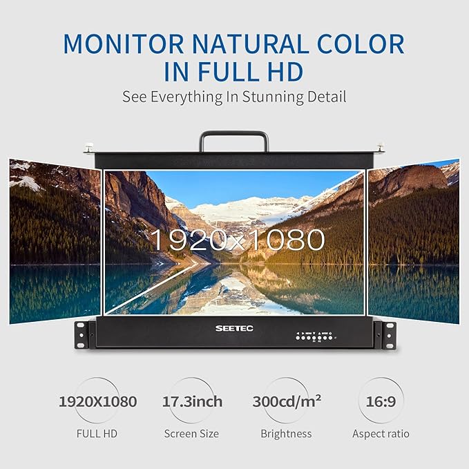 SEETEC 17.3 Inch SDI Rack Mount Monitor SC173-HSD-56 1RU Pull Out Production Monitor Full HD 1920x1080 3G-SDI HDMI