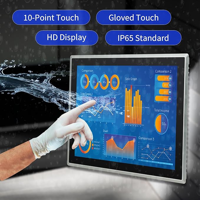 15 inch Android 12 Industrial Embedded Interactive Touchscreen Monitor Capacitive Multi-Touch Tablet with Front IP65 Monitor RAM 8G &amp ROM 128G WiFi &amp BT HD-MI-Out &amp USB Ports