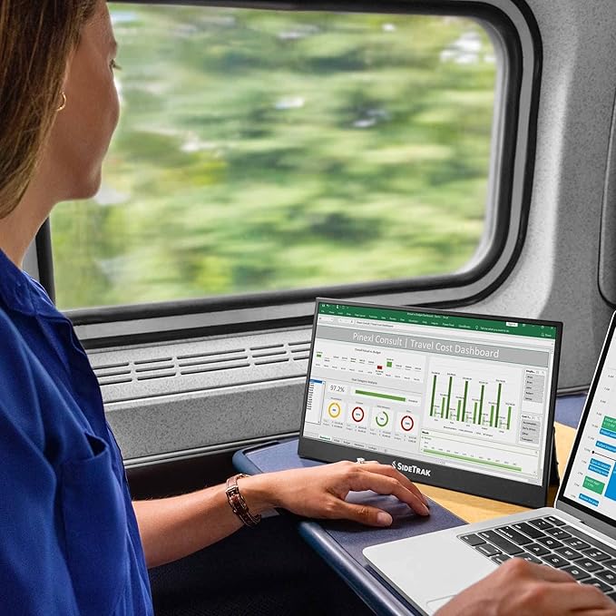 SideTrak Solo Pro 13' Freestanding Portable Monitor | 1080p LED .04' Thin | Kickstand | 10ms Response Time | 60Hz Refresh Rate | USB-C Mini HD | 1.3 lbs. Travel Monitor