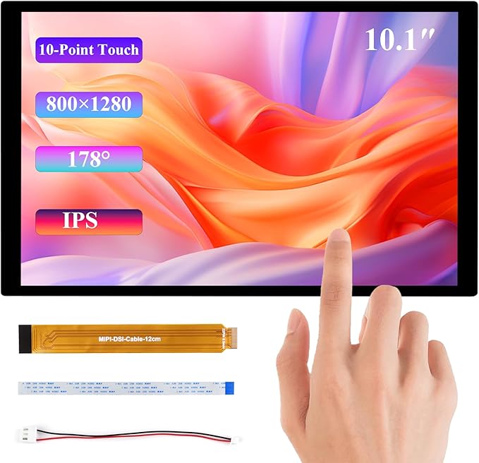 10.1inch DSI LCD 10-Point Capacitive Touch Screen Compatible with Raspberry Pi 5/4B/3B+/3A+/CM5/CM4/CM3+/CM3/RK3506/RK3576/ESP32-P4 800x1280 IPS Display Panel DSI Interface