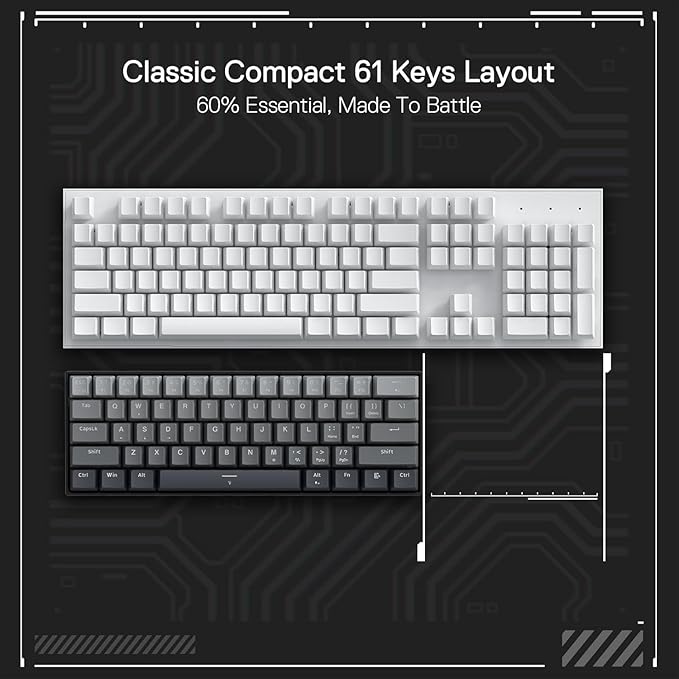 Redragon K617 GB Rapid Trigger HE Gaming Keyboard 60% 61 Keys Wired Mechanical Keyboard w/Hyper-Fast Actuation Dedicated Hall Effect Magnetic Switch Actuation Point Adjustable 8K Hz Polling Rate
