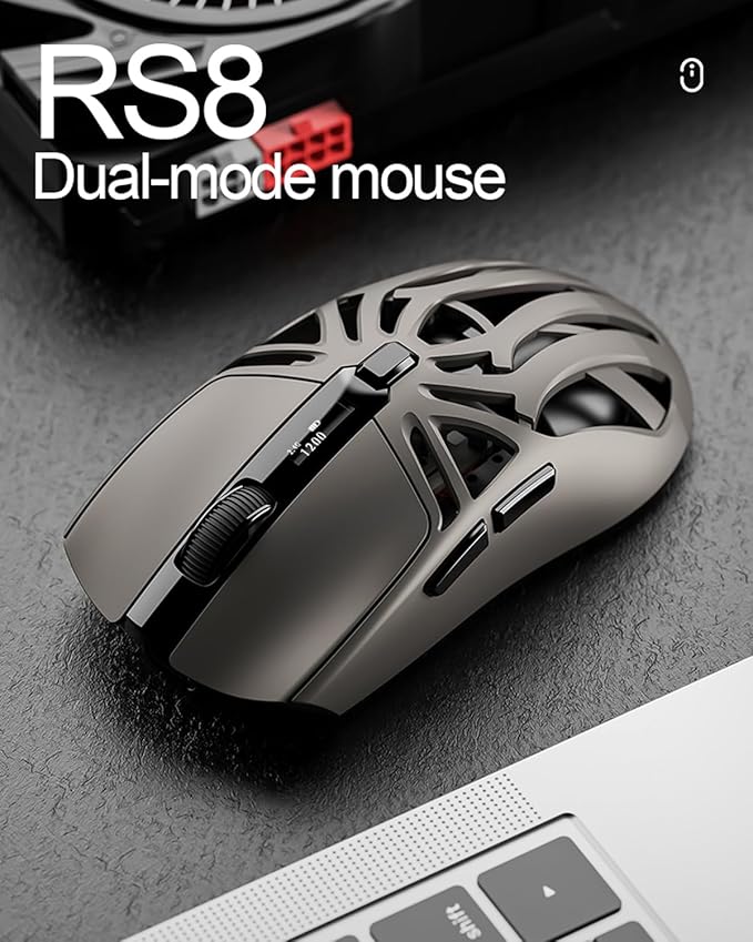 Wireless Gaming Mouse10000 DPI Digital Screen Lightweight Programmable Silent Tri-Mode Bluetooth/2.4G/USB-C Wired Ergonomic Gamer Mouse with Side Buttons for PC Laptop Computer Mac GiftRGB Light