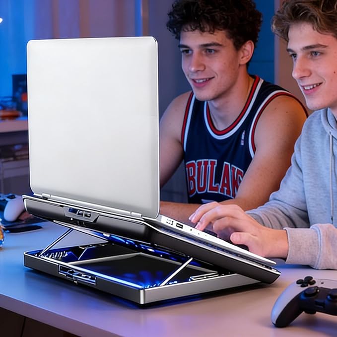 Laptop Cooling Pad - Adjustable Computer Cooler Support Laptop Cooling Pad Quiet Aluminum Alloy Computer Laptopss Stand with Fan | for Desk Keyboard Tablet Book Home Workplace Dorm Apartment