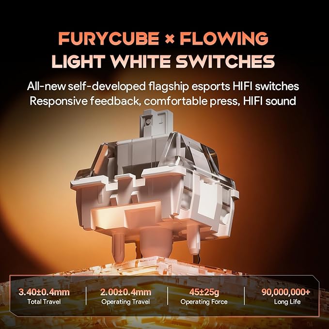 68% Wired Gaming Keyboard with Volume Knob RGB Backlit Mechanical Keyboard Gasket Mount with PBT Keycaps8000 Hz Polling Rate Hall Effect Cream Switches Hot-Swap for FPS Games (Black+Orange)
