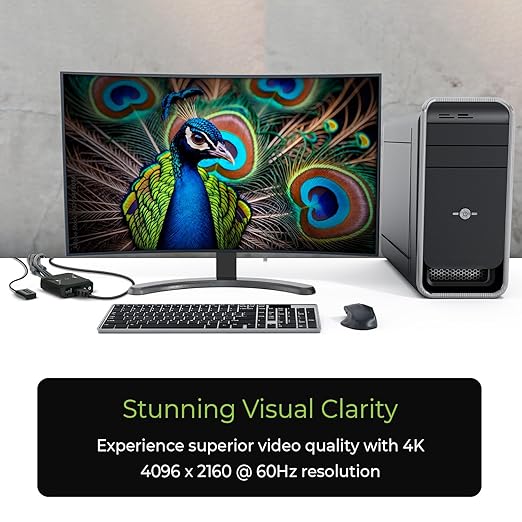 IOGEAR 2-Port 4K USB HDMI Cable KVM Switch with Remote - 4096x2160 @60Hz 2560x1440 @144Hz - USB Hub Peripheral Sharing – 2 Computers Share 1 Keyboard Mouse and Monitor - Attached Cables – GCS92HU